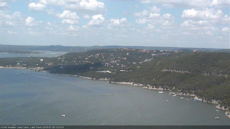 Lake Travis webcam, July 30, 2016 12:40 PM CT