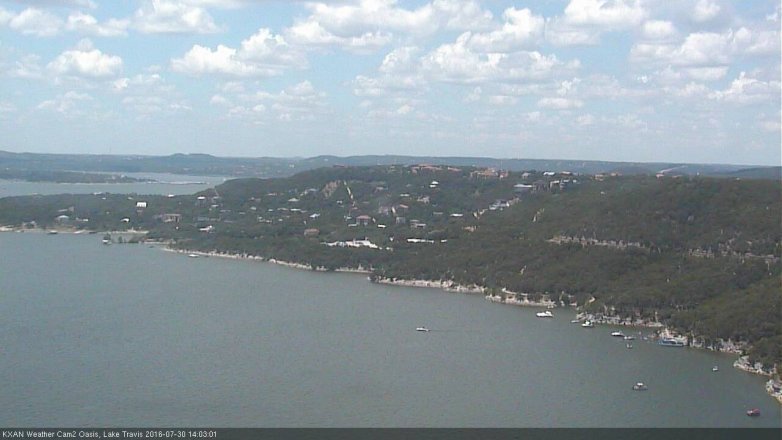 Lake Travis webcam, July 30, 2016 1:35 PM CT