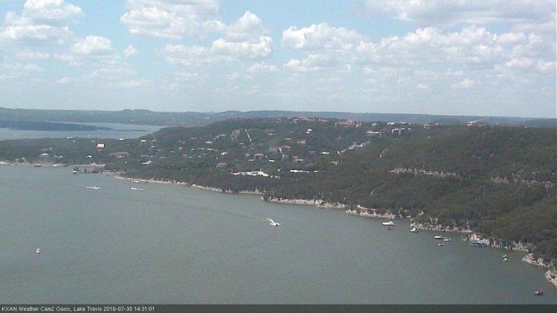 Lake Travis webcam, July 30, 2016 1:55 PM CT