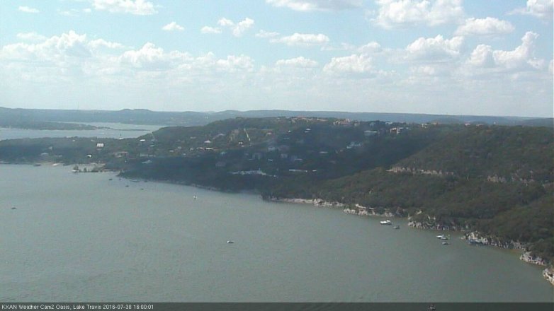 Lake Travis webcam, July 30, 2016 3:20 PM CT