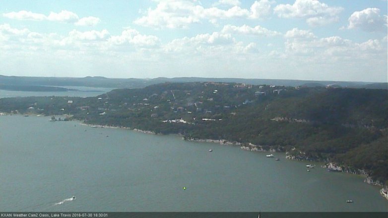 Lake Travis webcam, July 30, 2016 3:40 PM CT