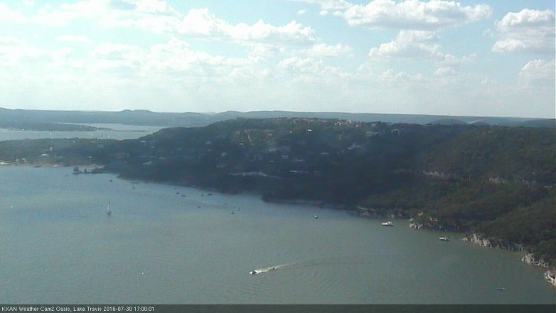 Lake Travis webcam, July 30, 2016 4:25 PM CT