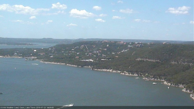 Lake Travis webcam, July 31, 2016 1:40 PM CT