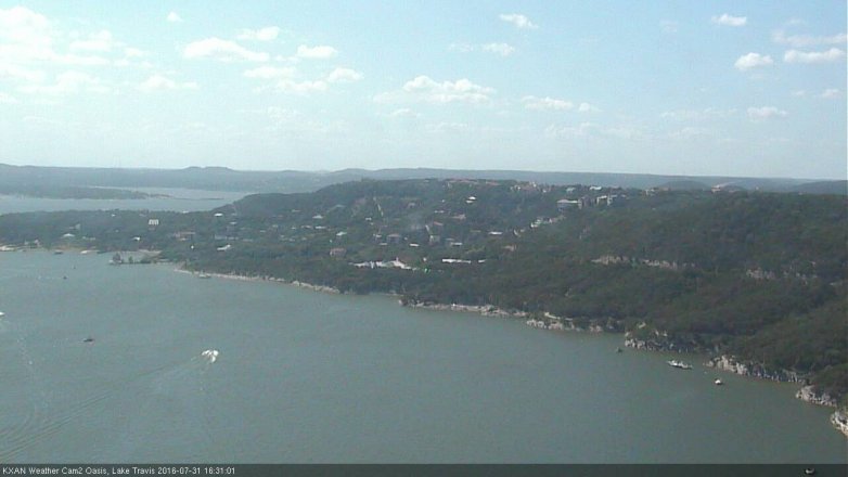 Lake Travis webcam, July 31, 2016 4:00 PM CT