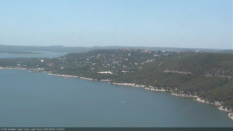 Lake Travis webcam, August 2, 2016 1:10 PM CT