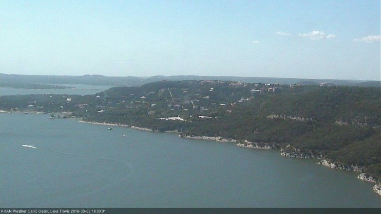 Lake Travis webcam, August 2, 2016 3:20 PM CT