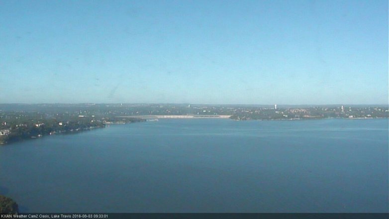 Lake Travis webcam, August 3, 2016 9:00 AM CT