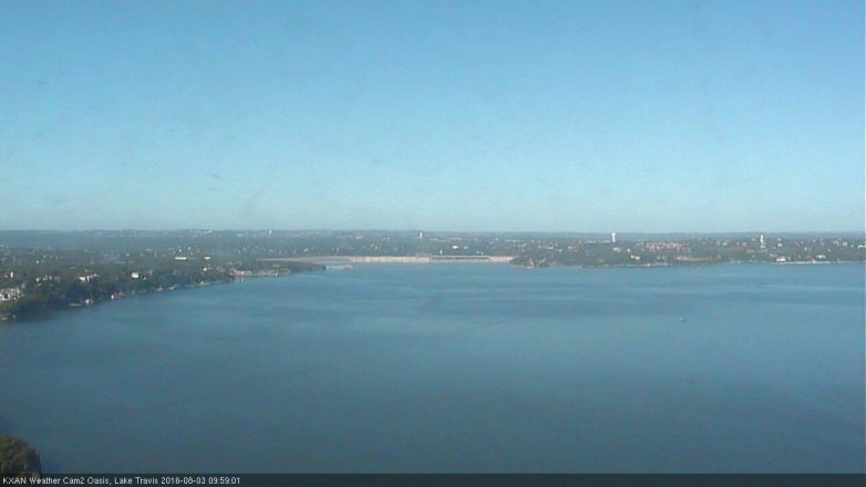 Lake Travis webcam, August 3, 2016 9:10 AM CT