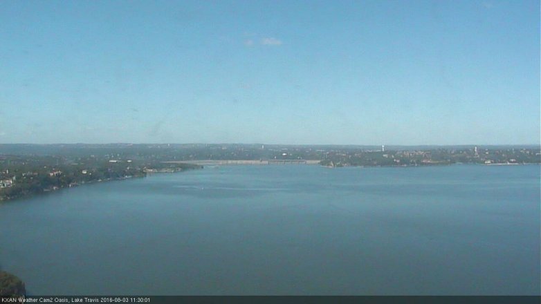 Lake Travis webcam, August 3, 2016 10:40 AM CT