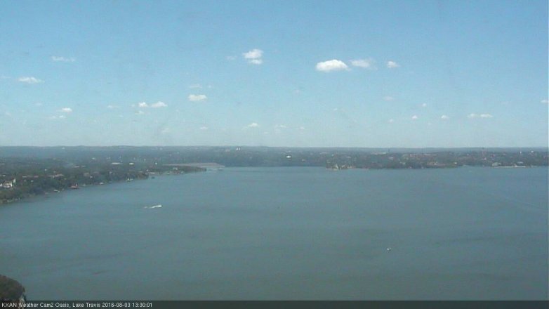 Lake Travis webcam, August 3, 2016 12:50 PM CT