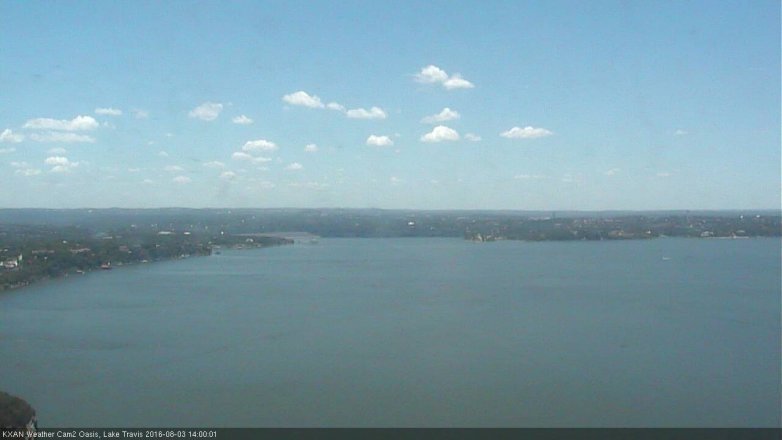 Lake Travis webcam, August 3, 2016 1:10 PM CT