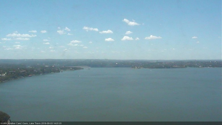 Lake Travis webcam, August 3, 2016 1:30 PM CT