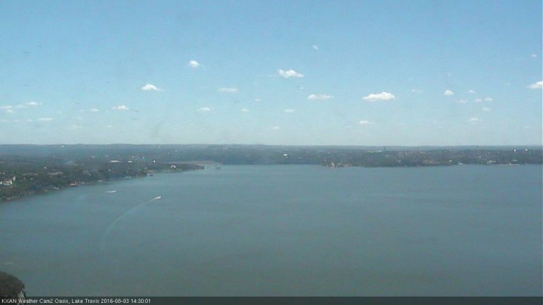 Lake Travis webcam, August 3, 2016 1:35 PM CT