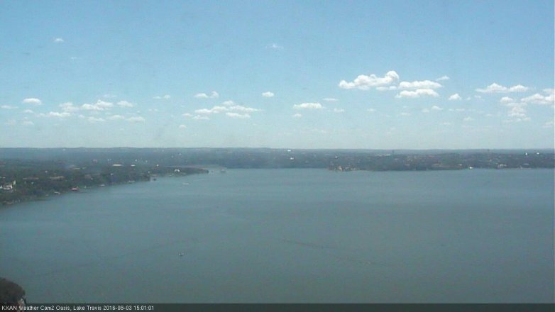Lake Travis webcam, August 3, 2016 2:10 PM CT