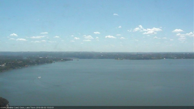 Lake Travis webcam, August 3, 2016 2:15 PM CT