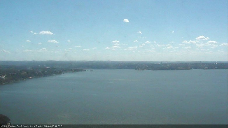 Lake Travis webcam, August 3, 2016 3:25 PM CT