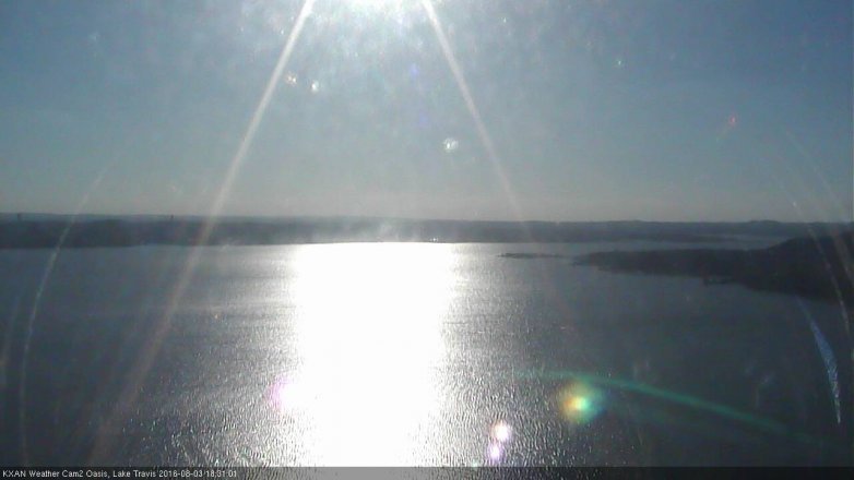 Lake Travis webcam, August 3, 2016 5:40 PM CT