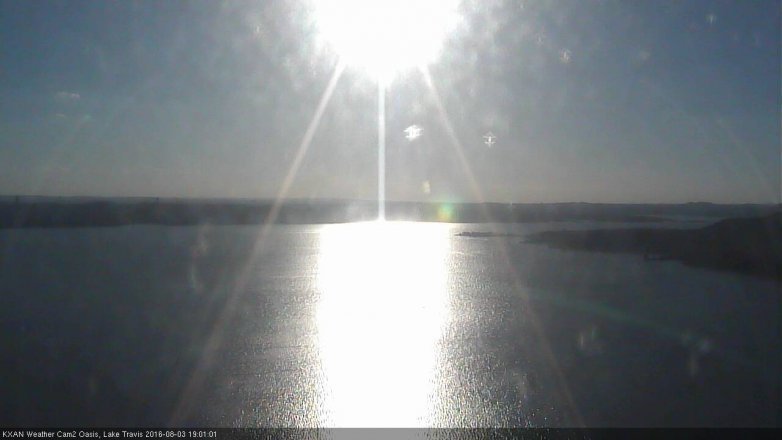 Lake Travis webcam, August 3, 2016 6:25 PM CT