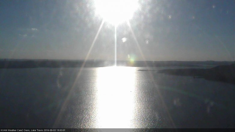 Lake Travis webcam, August 3, 2016 6:30 PM CT