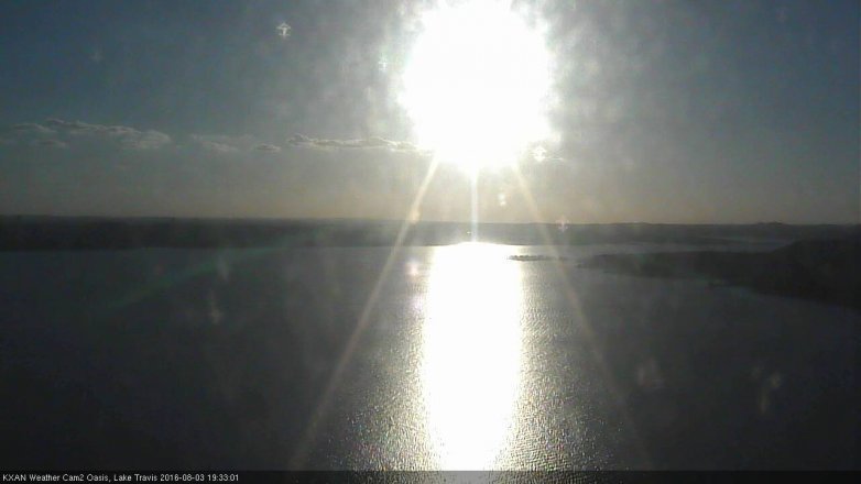 Lake Travis webcam, August 3, 2016 6:40 PM CT