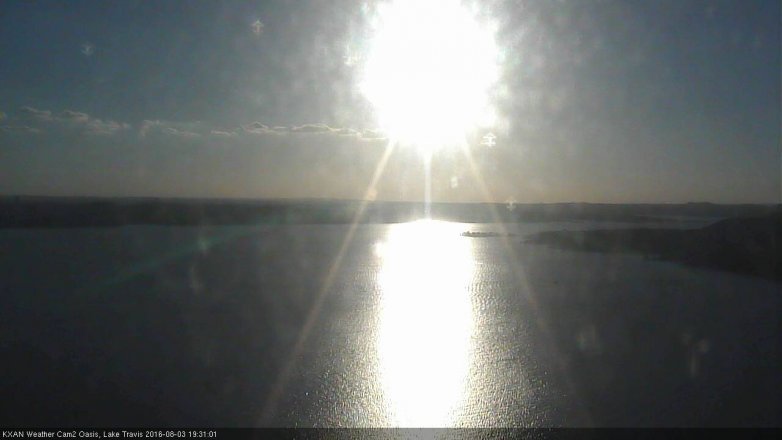 Lake Travis webcam, August 3, 2016 6:50 PM CT