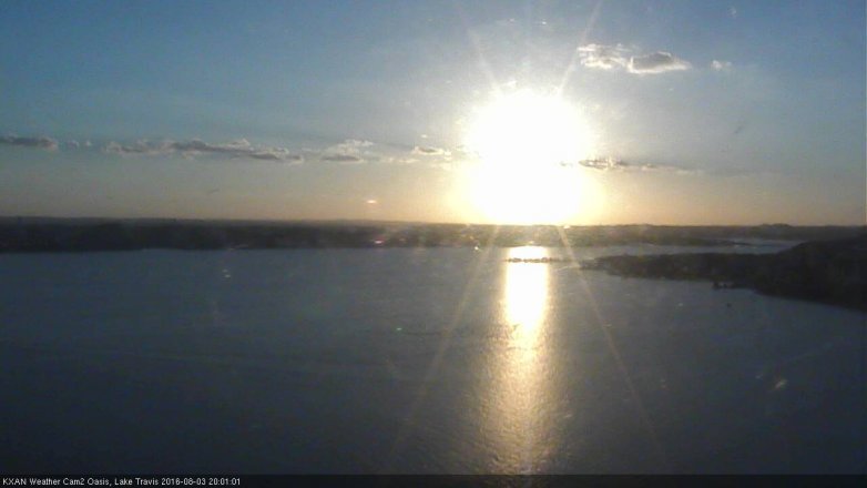 Lake Travis webcam, August 3, 2016 7:30 PM CT