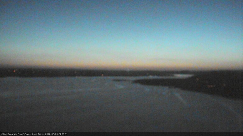 Lake Travis webcam, August 3, 2016 8:20 PM CT