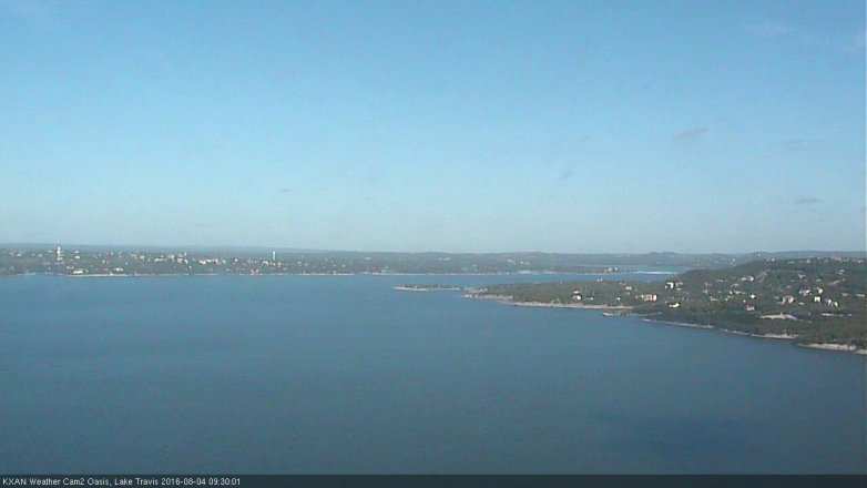 Lake Travis webcam, August 4, 2016 9:00 AM CT