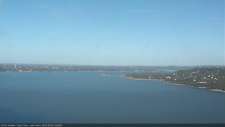 Lake Travis webcam, August 4, 2016 9:10 AM CT