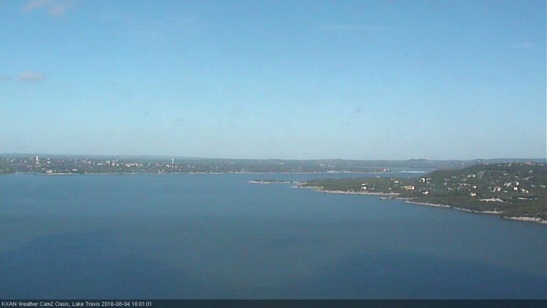 Lake Travis webcam, August 4, 2016 9:30 AM CT