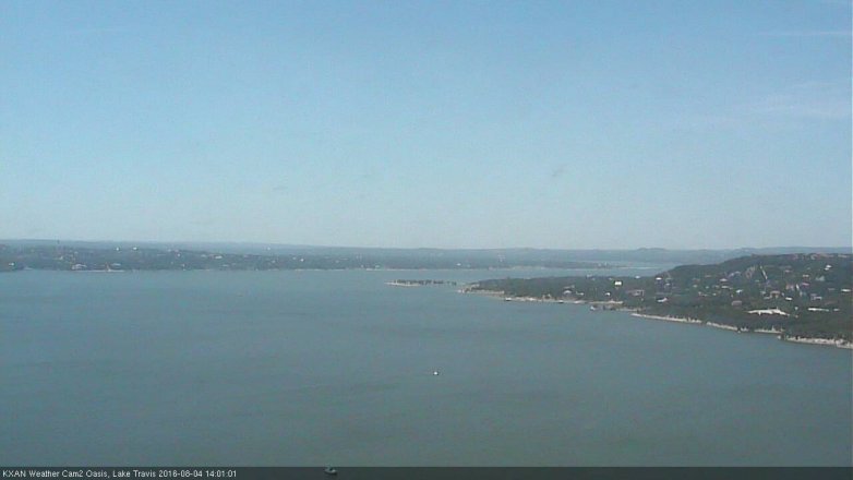 Lake Travis webcam, August 4, 2016 1:15 PM CT