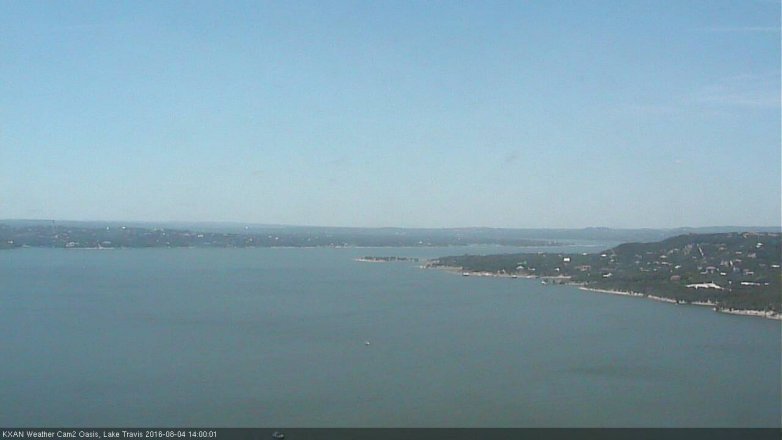 Lake Travis webcam, August 4, 2016 1:30 PM CT