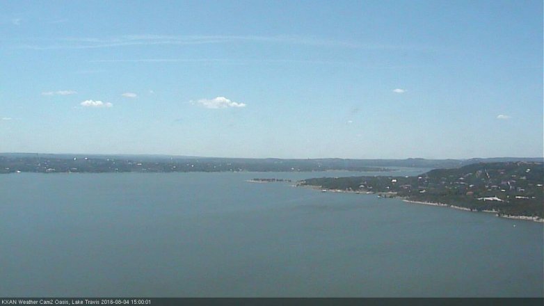 Lake Travis webcam, August 4, 2016 2:10 PM CT