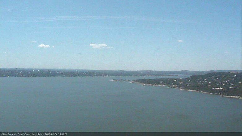 Lake Travis webcam, August 4, 2016 2:25 PM CT