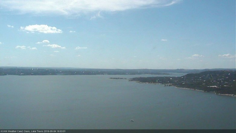 Lake Travis webcam, August 4, 2016 3:15 PM CT