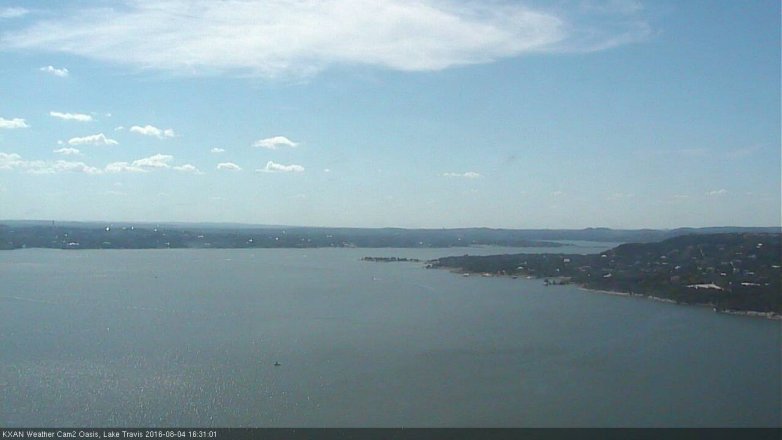 Lake Travis webcam, August 4, 2016 3:55 PM CT
