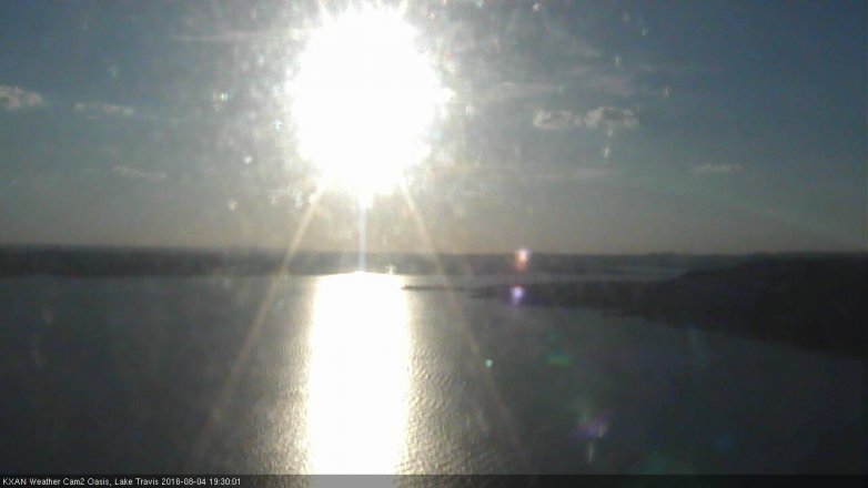 Lake Travis webcam, August 4, 2016 6:55 PM CT