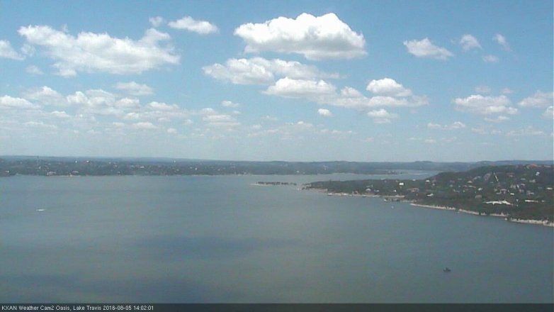 Lake Travis webcam, August 5, 2016 1:20 PM CT