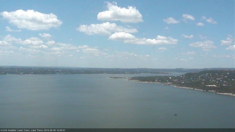 Lake Travis webcam, August 5, 2016 1:25 PM CT