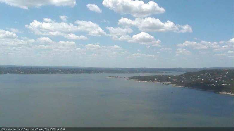Lake Travis webcam, August 5, 2016 1:35 PM CT