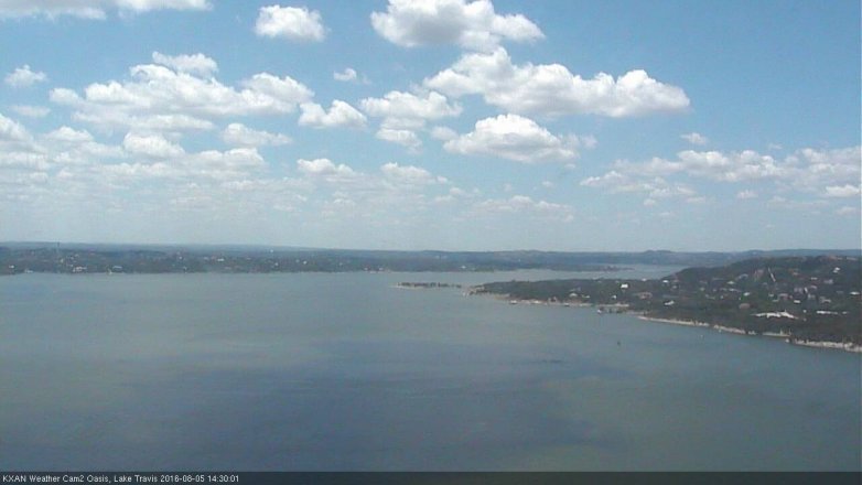 Lake Travis webcam, August 5, 2016 1:45 PM CT