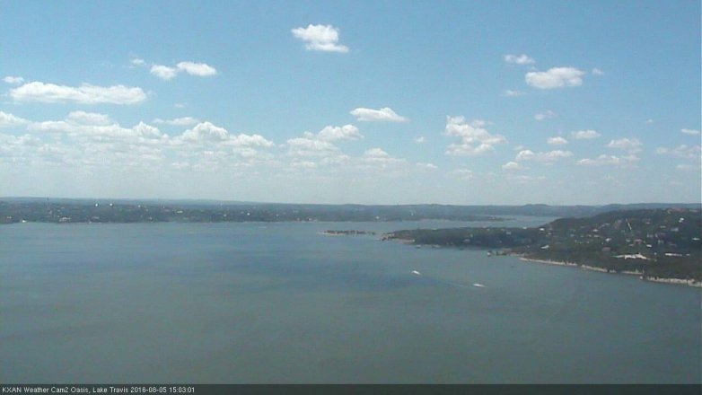 Lake Travis webcam, August 5, 2016 2:15 PM CT