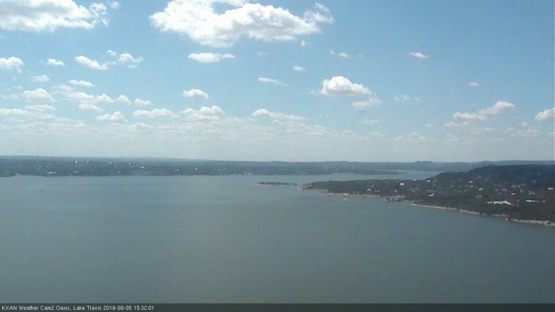 Lake Travis webcam, August 5, 2016 2:55 PM CT