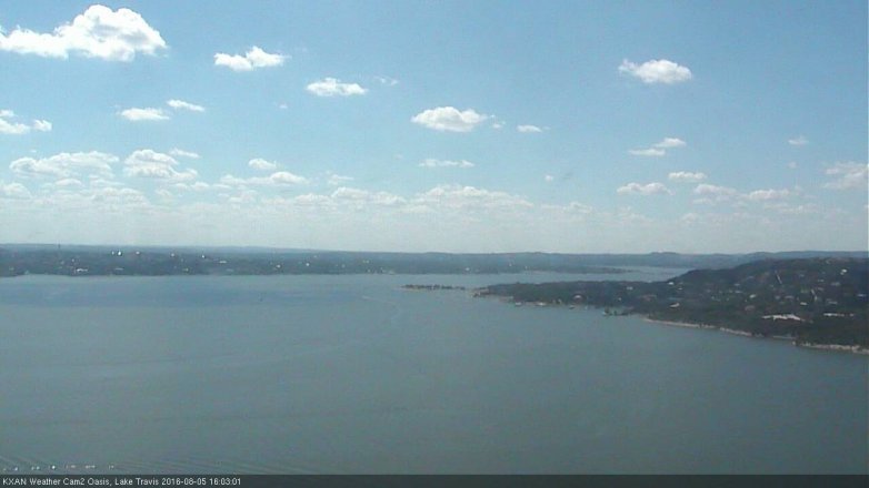 Lake Travis webcam, August 5, 2016 3:15 PM CT