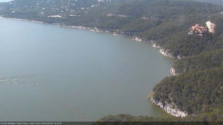 Lake Travis webcam, August 5, 2016 3:50 PM CT