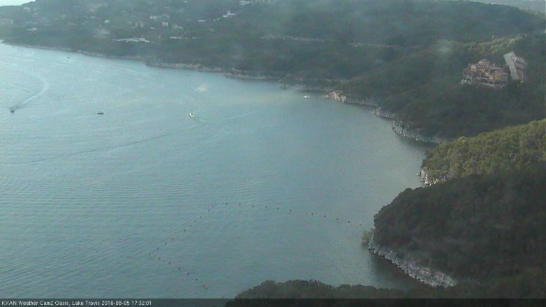 Lake Travis webcam, August 5, 2016 4:45 PM CT