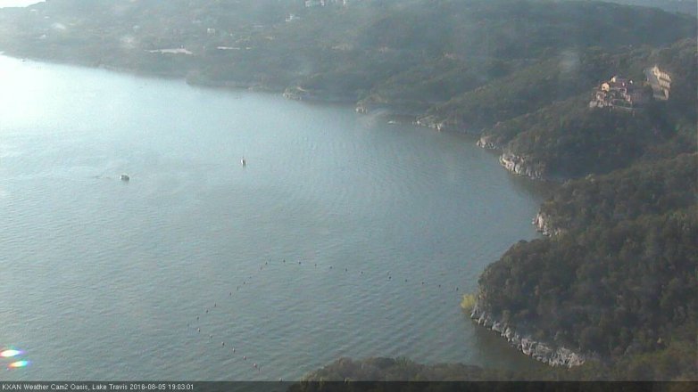 Lake Travis webcam, August 5, 2016 6:10 PM CT