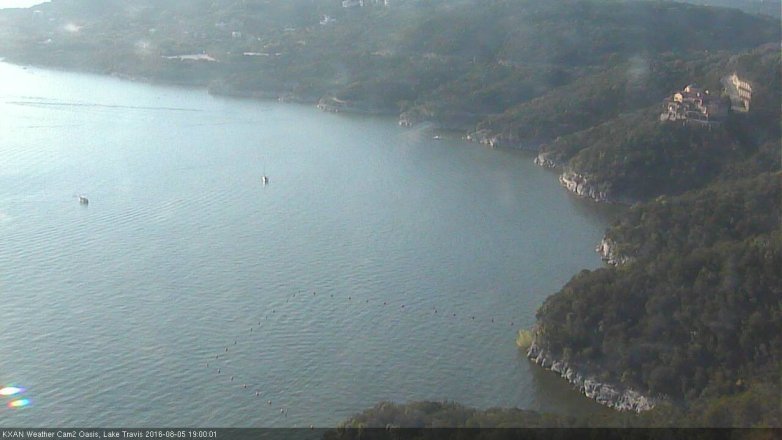 Lake Travis webcam, August 5, 2016 6:15 PM CT