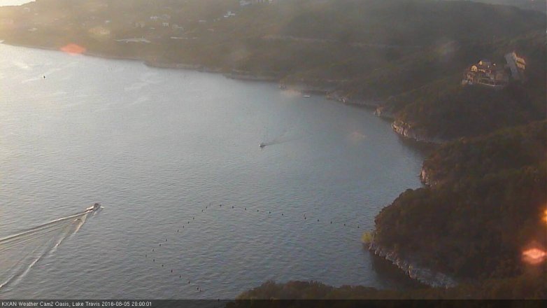 Lake Travis webcam, August 5, 2016 7:15 PM CT