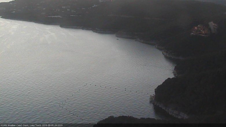 Lake Travis webcam, August 5, 2016 7:50 PM CT